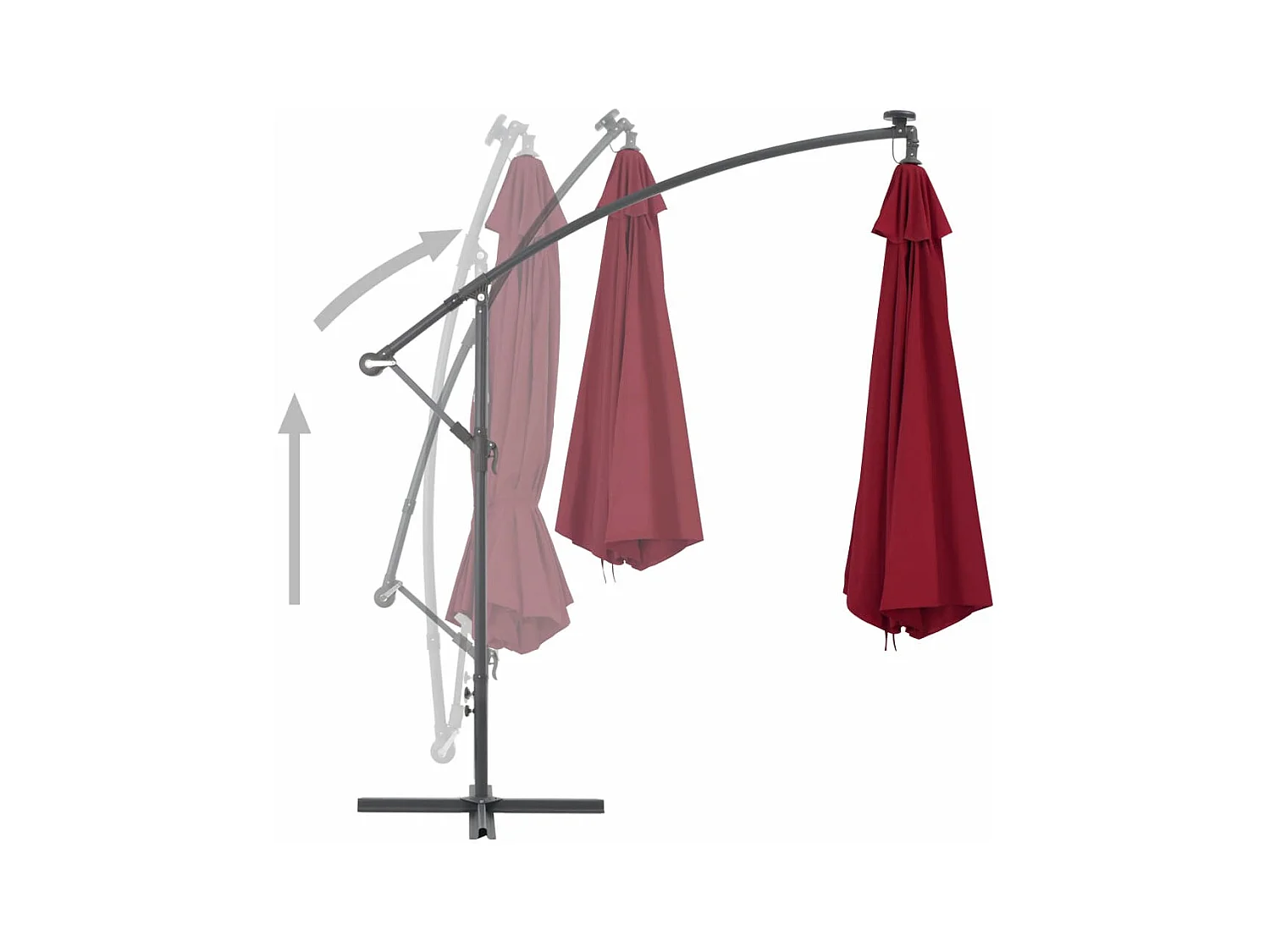 Parasol en porte-à-faux avec mât en aluminium 350cm Bordeaux