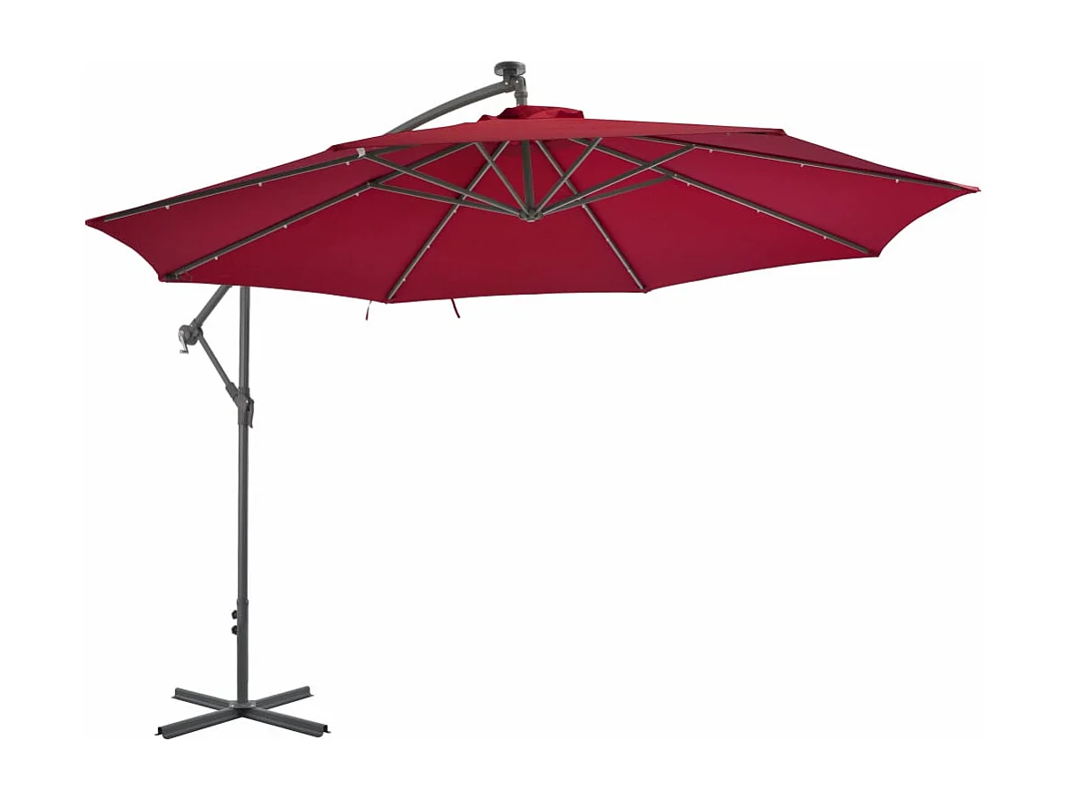 Parasol en porte-à-faux avec mât en aluminium 350cm Bordeaux