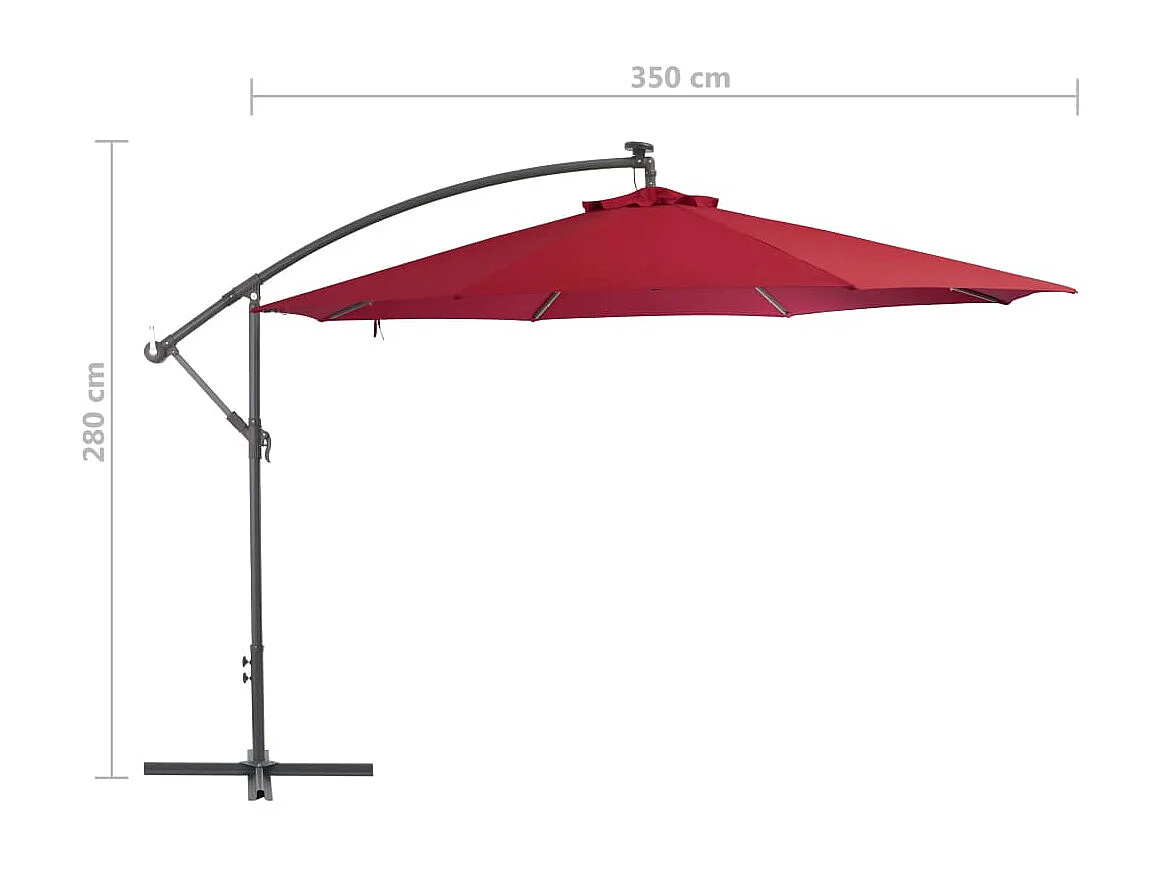 Parasol en porte-à-faux avec mât en aluminium 350cm Bordeaux