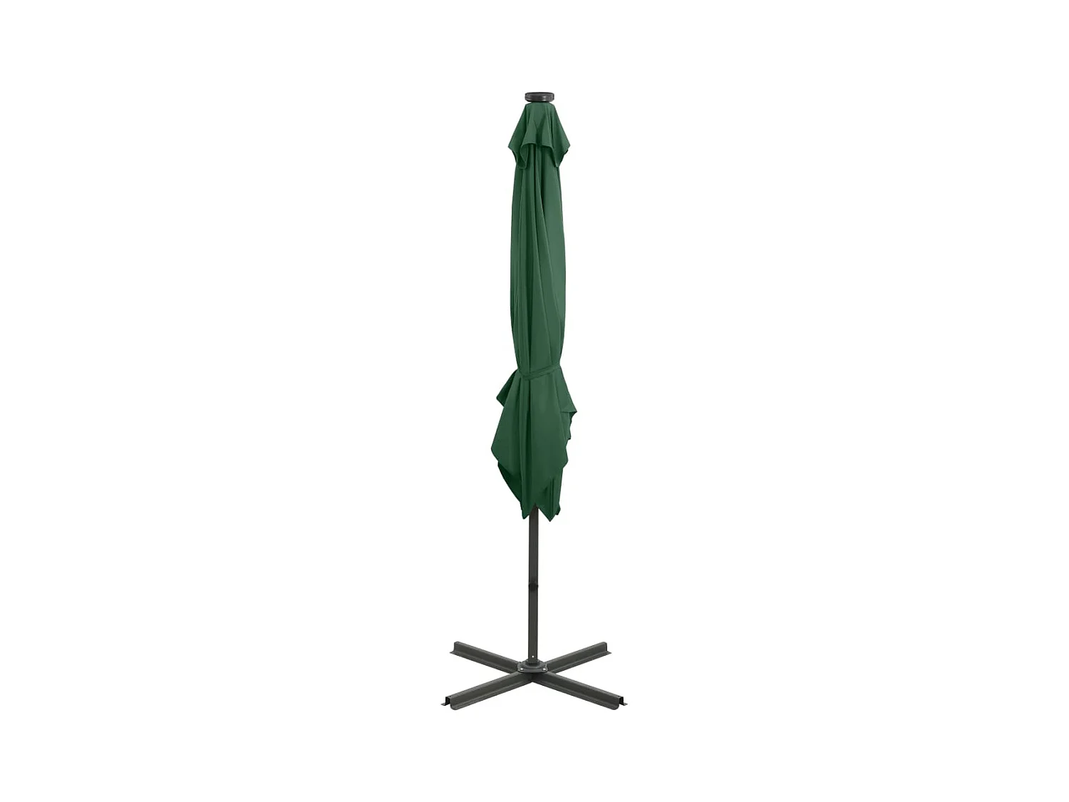 Parasol déporté avec mât et lumières LED Vert 250cm