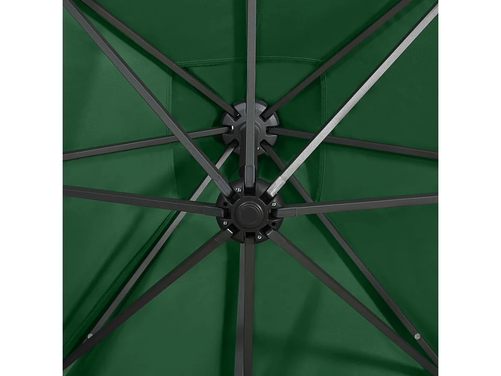 Parasol déporté avec mât et lumières LED Vert 250cm