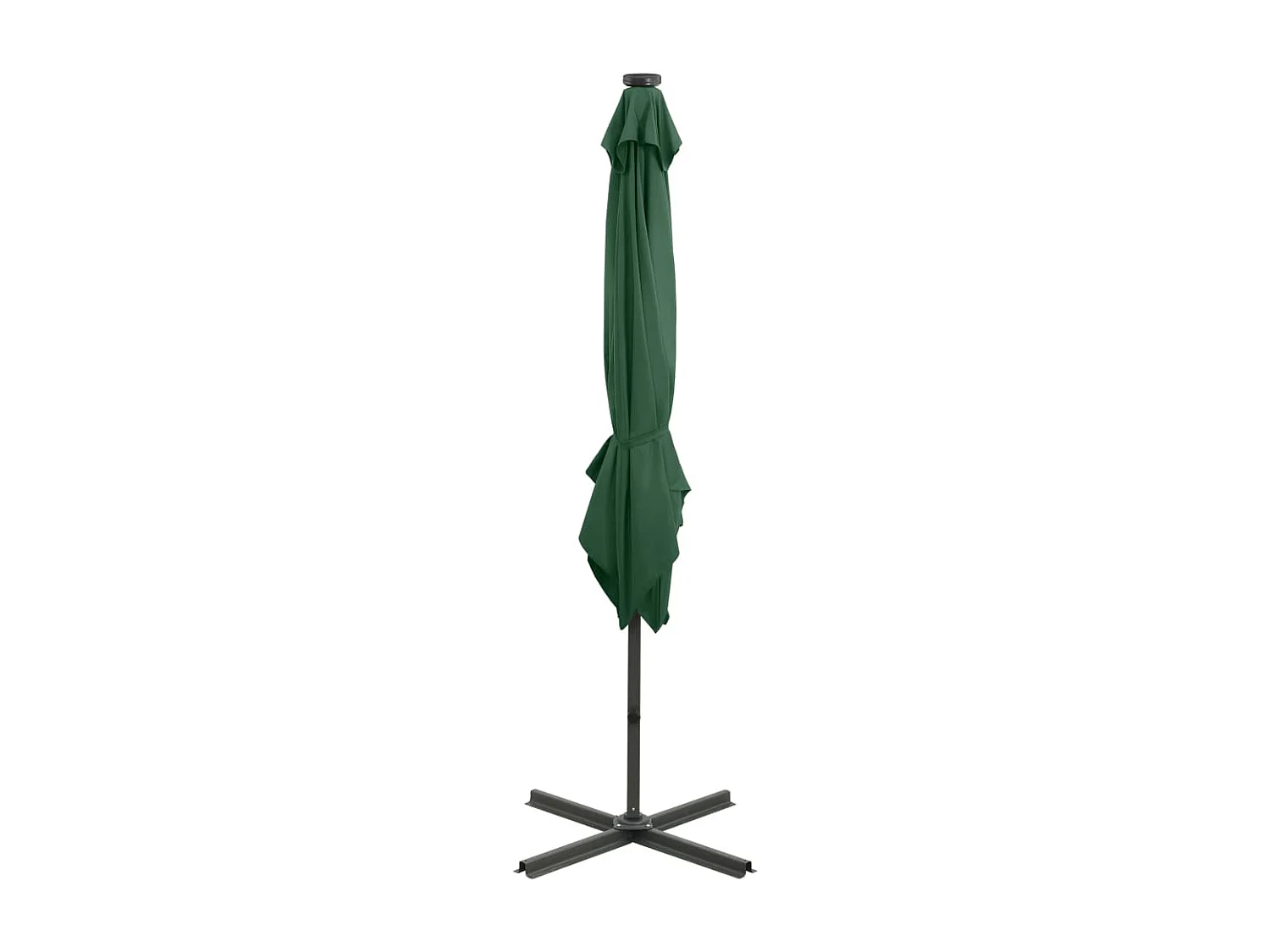 Parasol déporté avec mât et lumières LED Vert 250cm