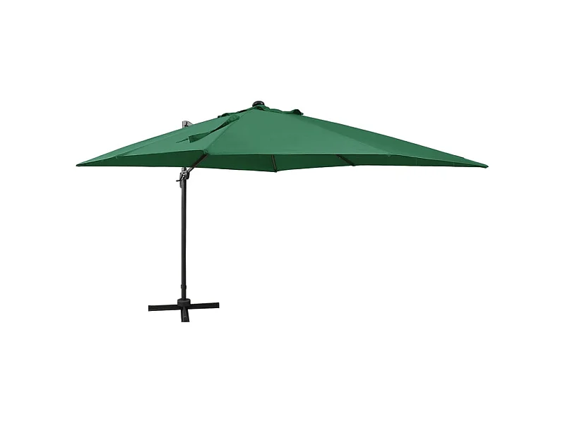 Parasol déporté avec mât et lumières LED Vert 300cm 3