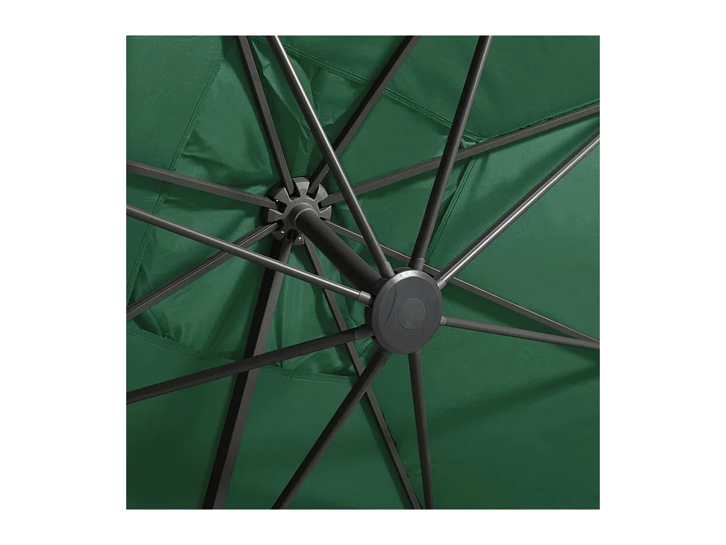 Parasol déporté avec mât et lumières LED Vert 300cm 3