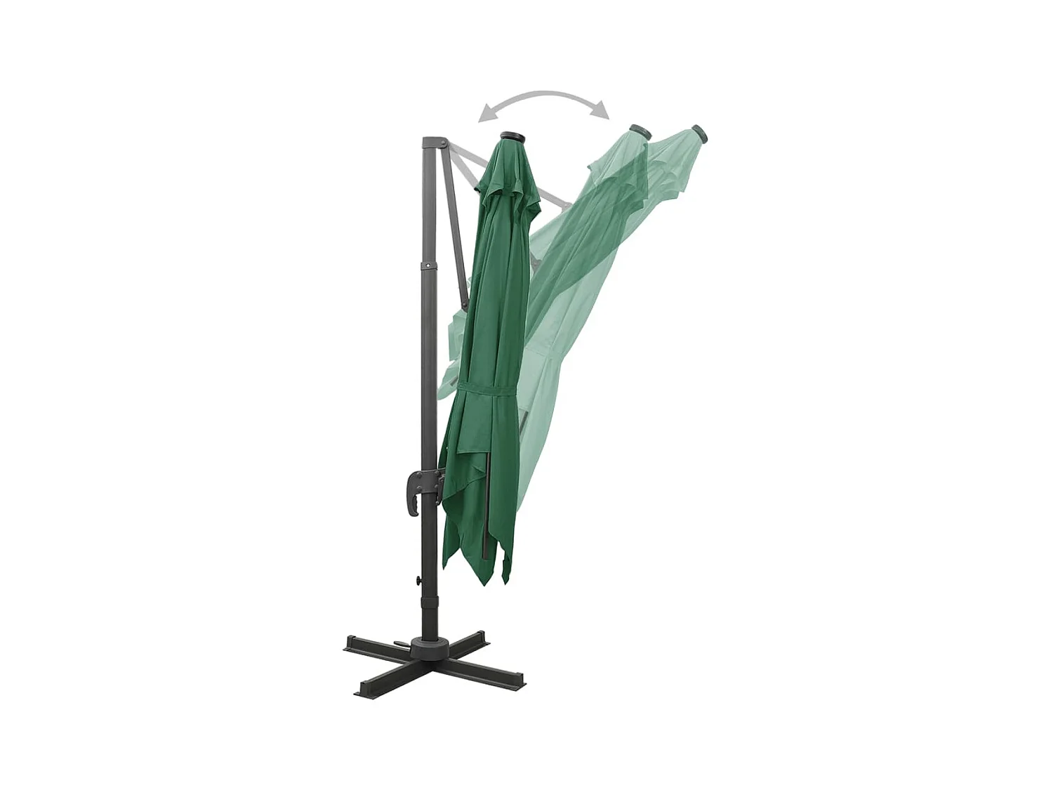 Parasol déporté avec mât et lumières LED Vert 300cm 3