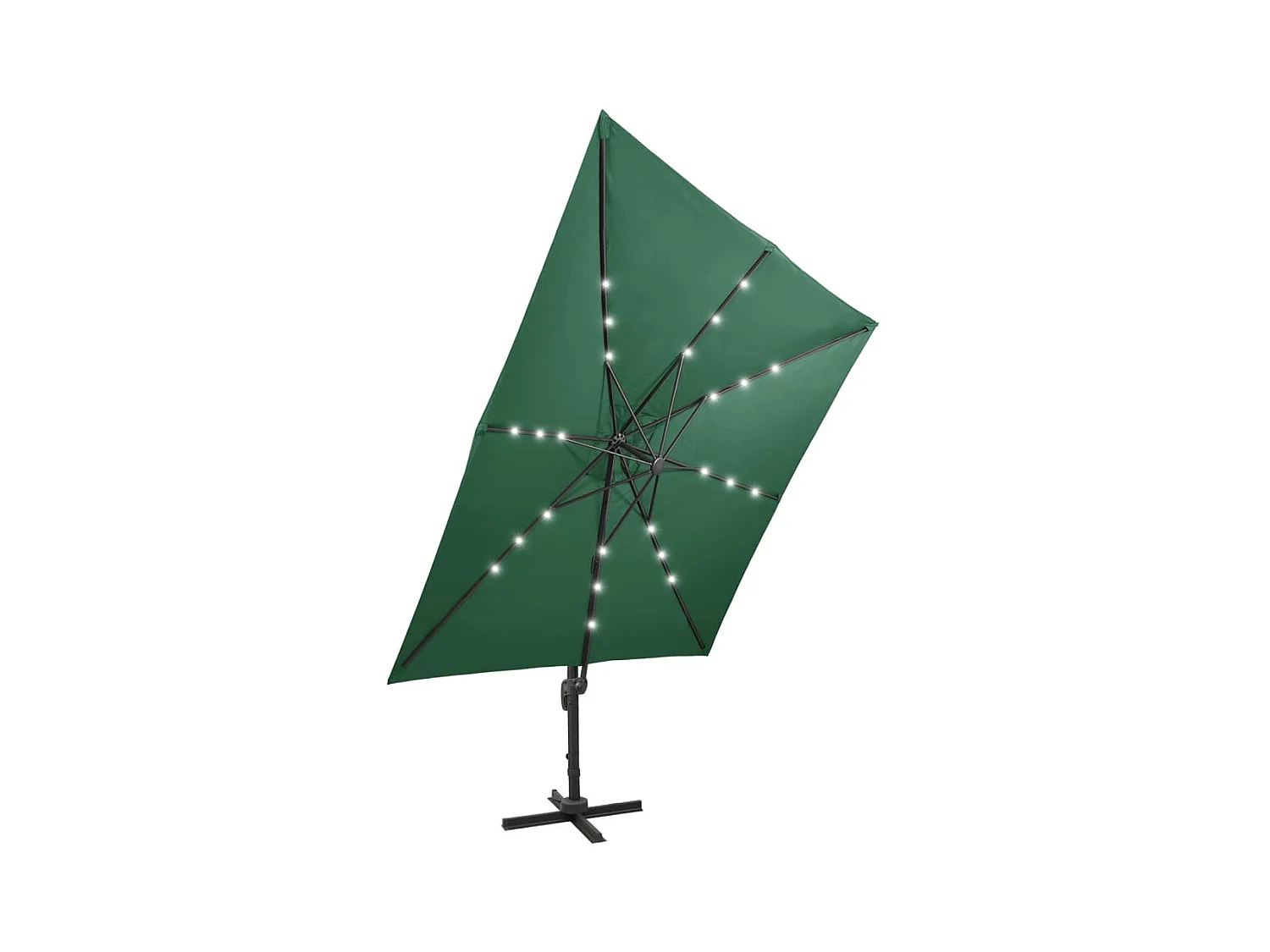 Parasol déporté avec mât et lumières LED Vert 300cm 3