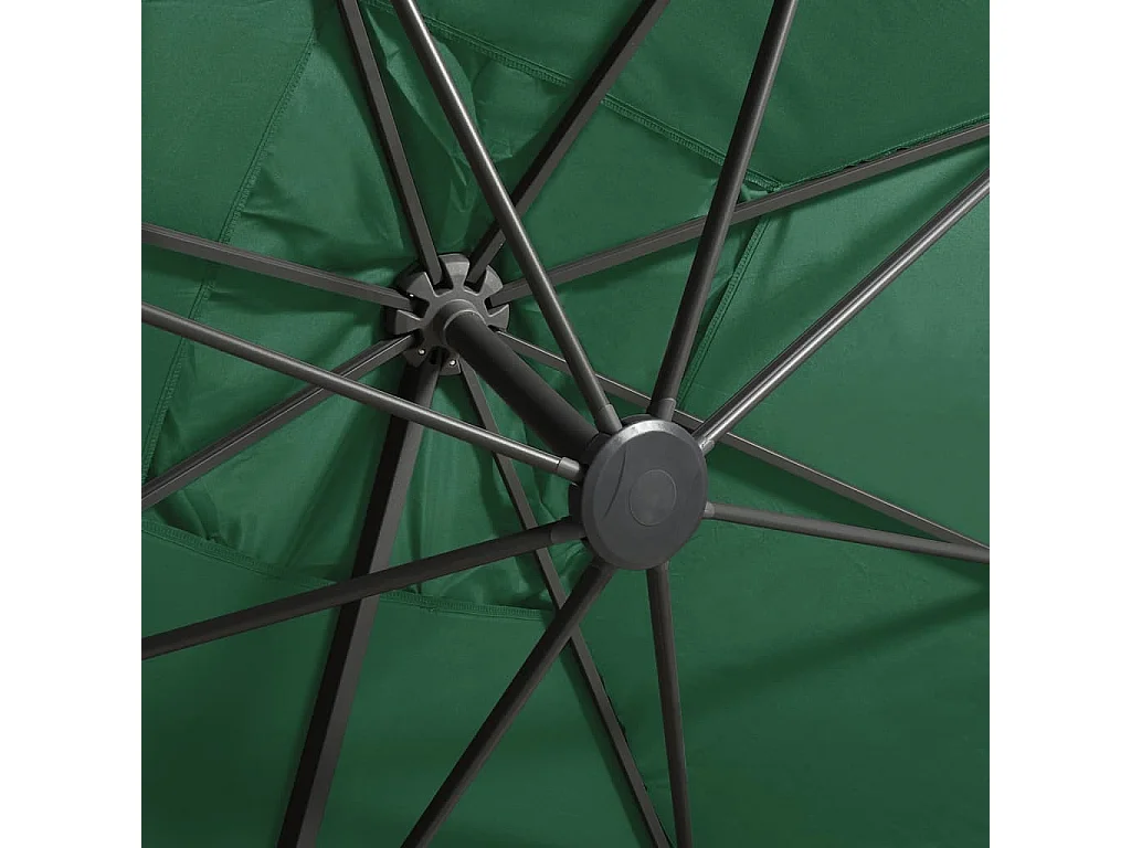 Parasol déporté avec mât et lumières LED Vert 300cm 3