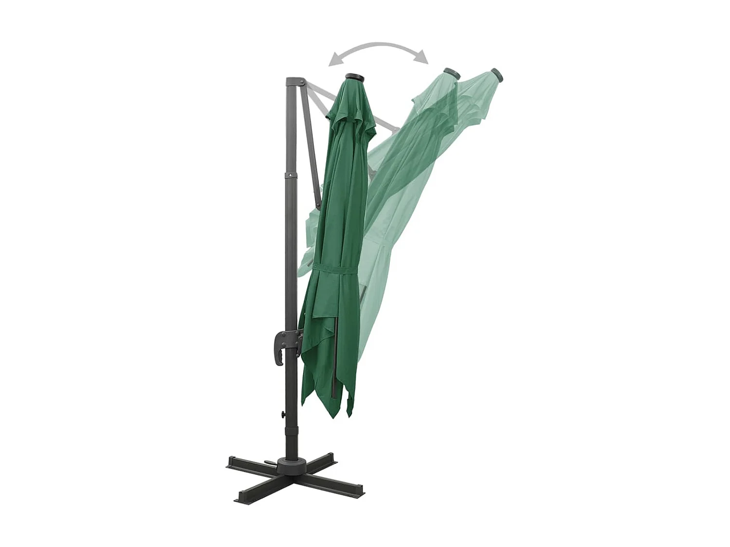 Parasol déporté avec mât et lumières LED Vert 300cm 3