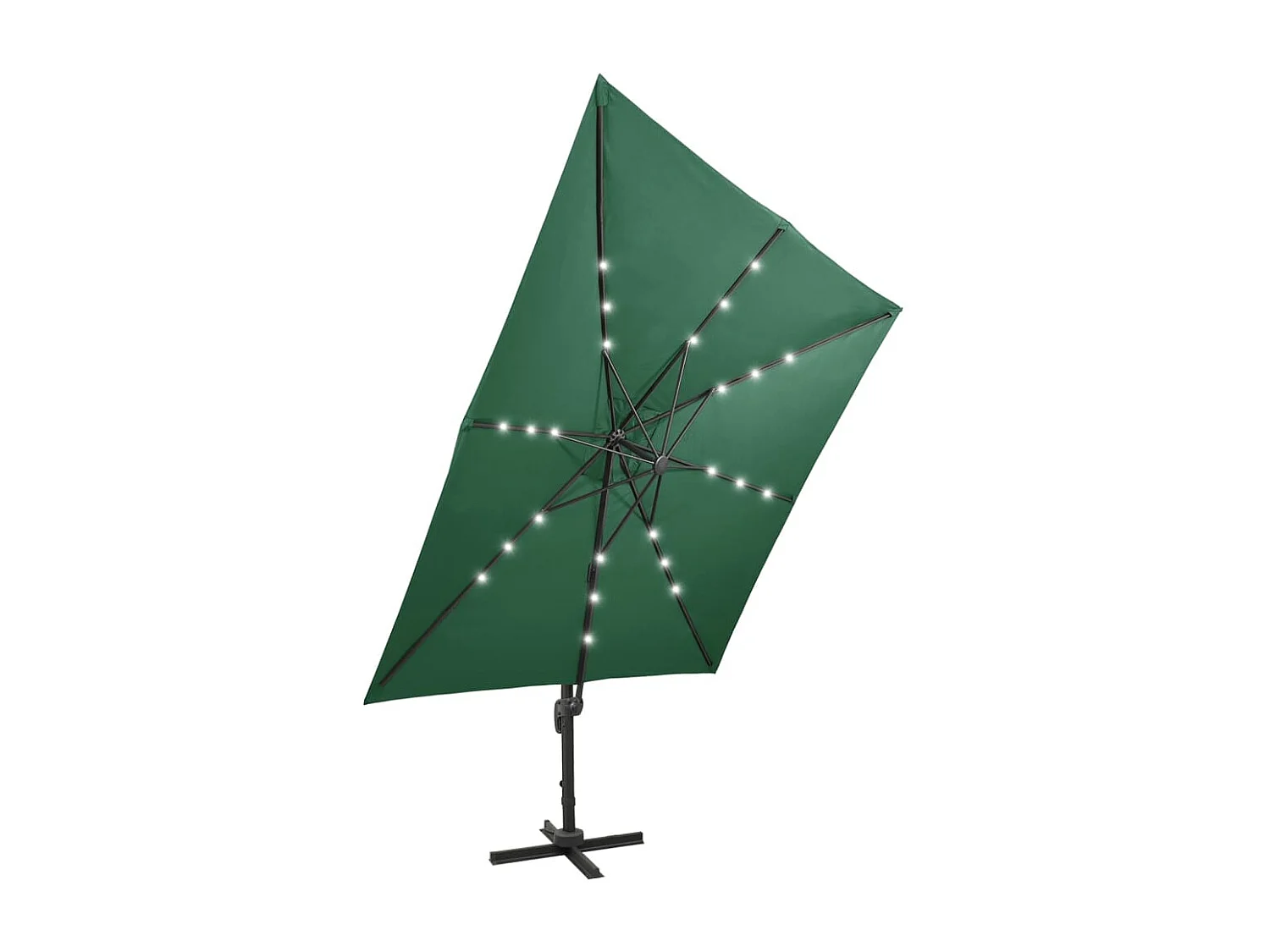 Parasol déporté avec mât et lumières LED Vert 300cm 3