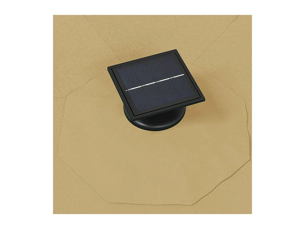 Parasol mural avec mât métallique et LED 300cm Taupe