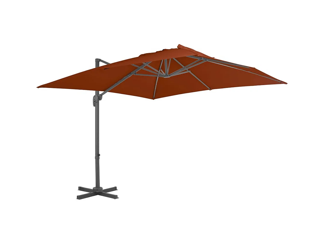 Parasol déporté avec mât en aluminium Terre cuite 300x300