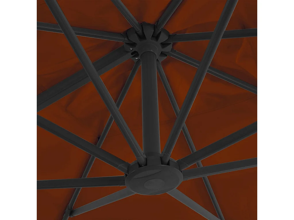 Parasol déporté avec mât en aluminium Terre cuite 300x300