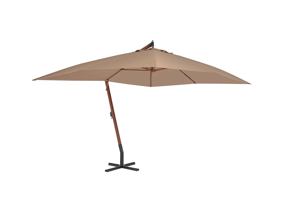 Parasol en porte-à-faux avec mât en bois 400x300 Taupe