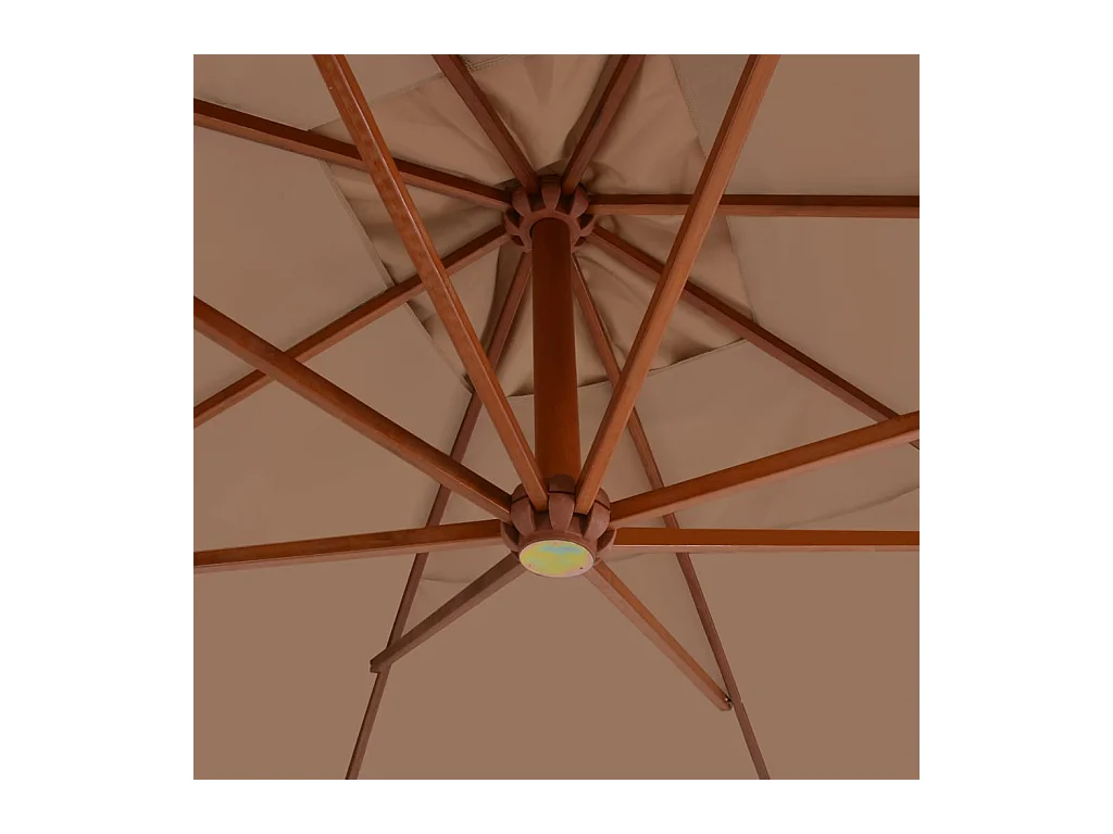 Parasol en porte-à-faux avec mât en bois 400x300 Taupe