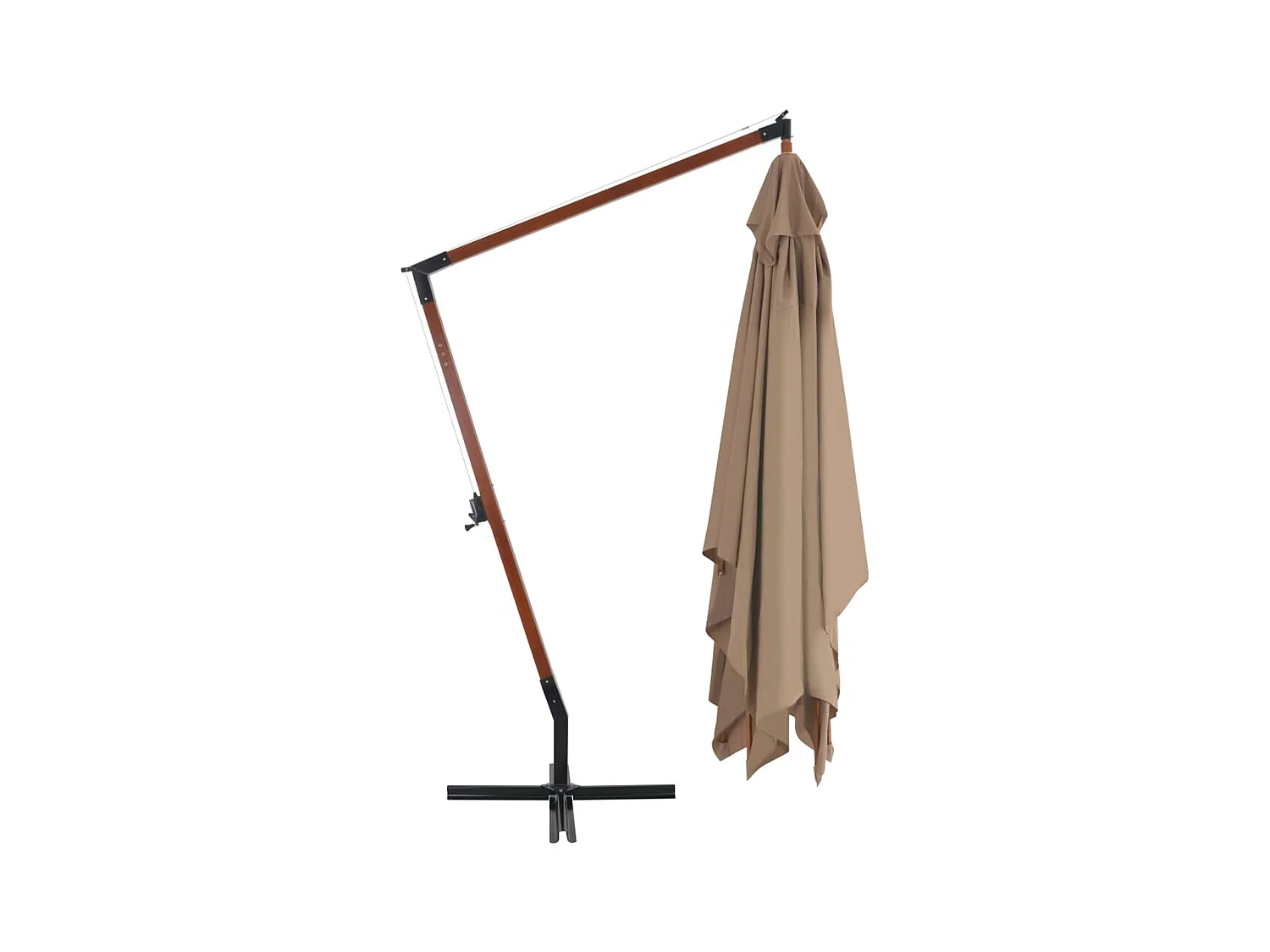 Parasol en porte-à-faux avec mât en bois 400x300 Taupe