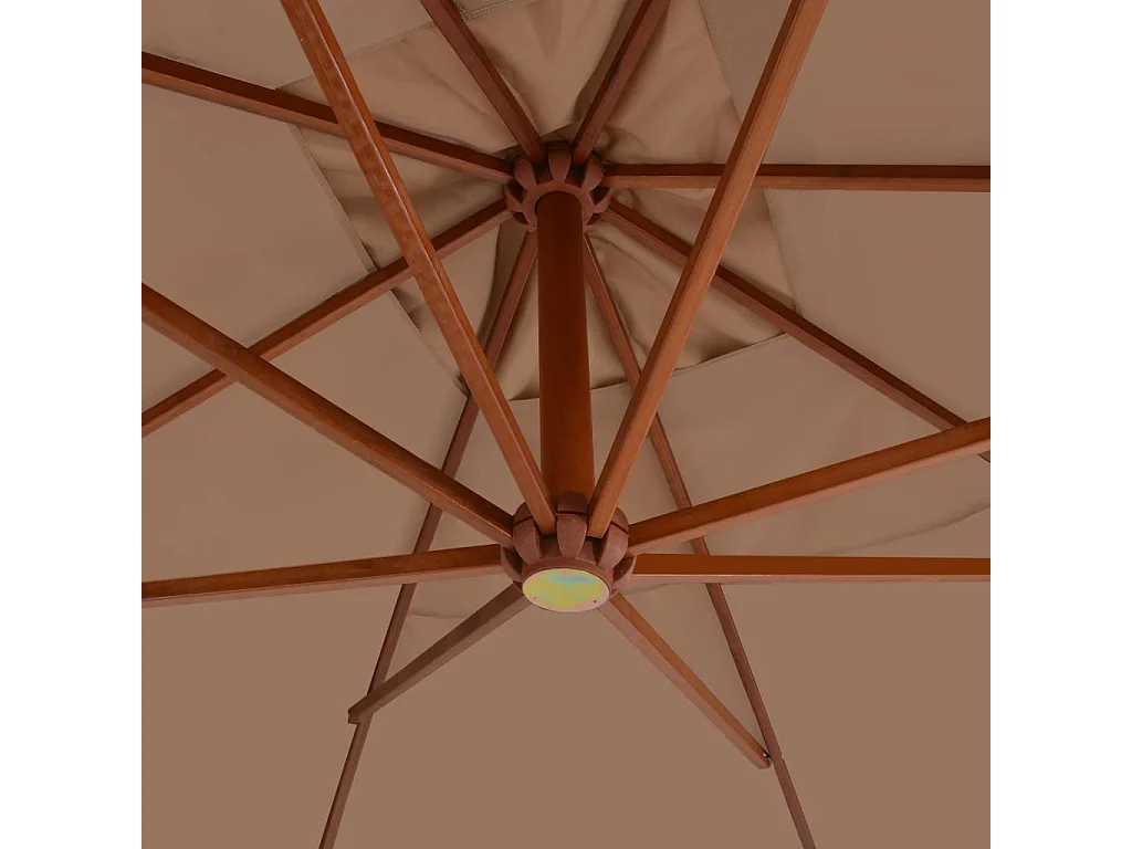Parasol en porte-à-faux avec mât en bois 400x300 Taupe
