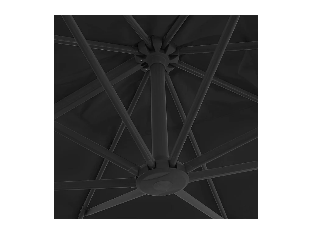 Parasol déporté avec mât en aluminium 3x3 m Noir