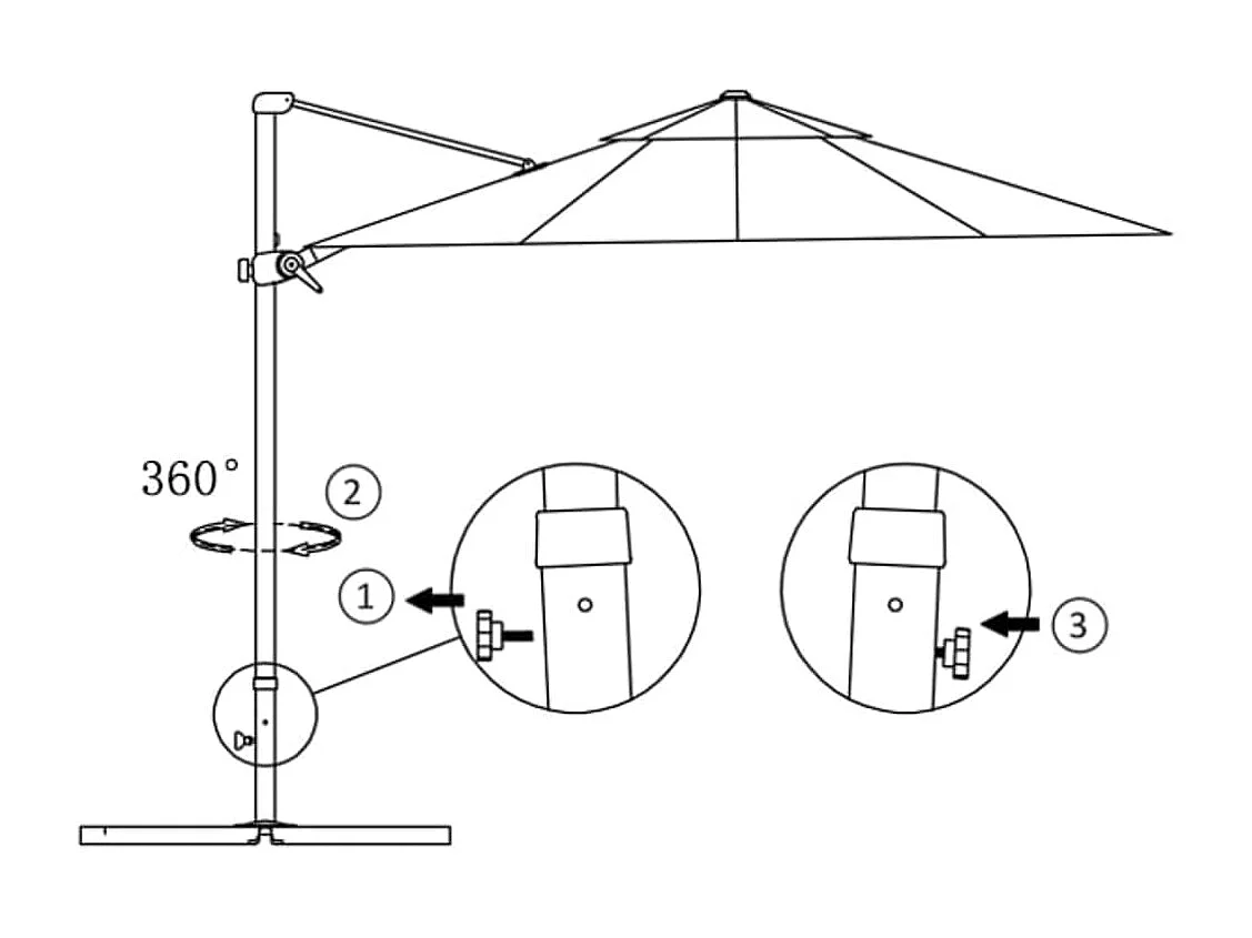 Parasol déporté avec mât en aluminium Bleu azuré 300cm