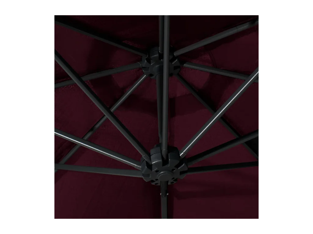 Parasol mural avec mât en métal 300cm Bordeaux