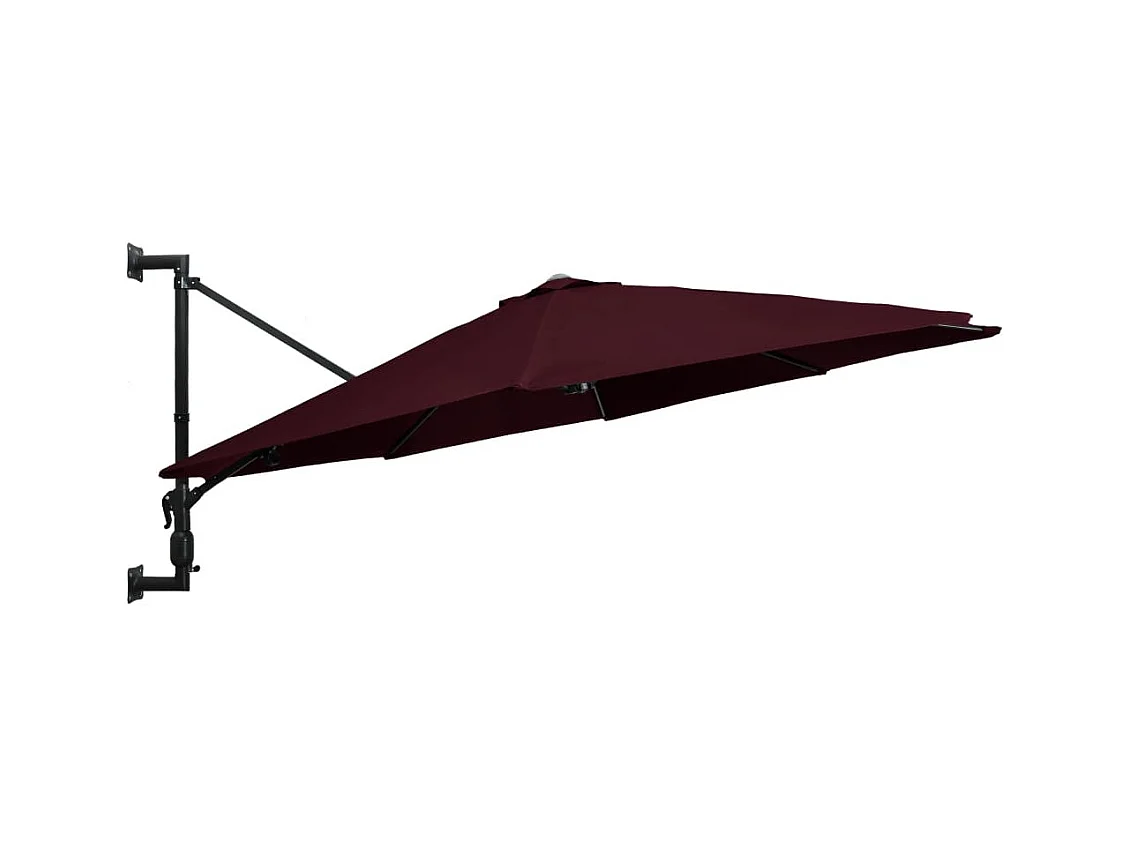 Parasol mural avec mât en métal 300cm Bordeaux