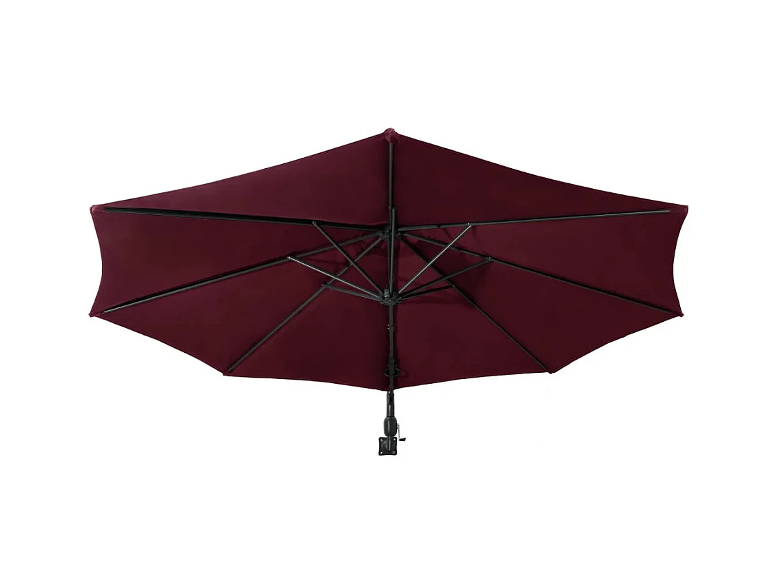 Parasol mural avec mât en métal 300cm Bordeaux