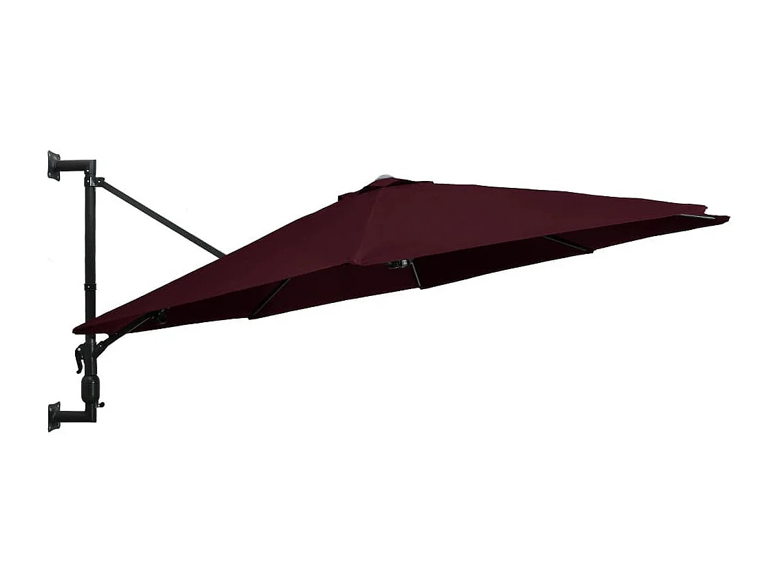 Parasol mural avec mât en métal 300cm Bordeaux