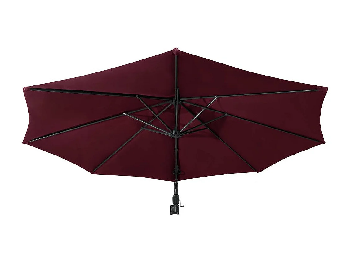 Parasol mural avec mât en métal 300cm Bordeaux