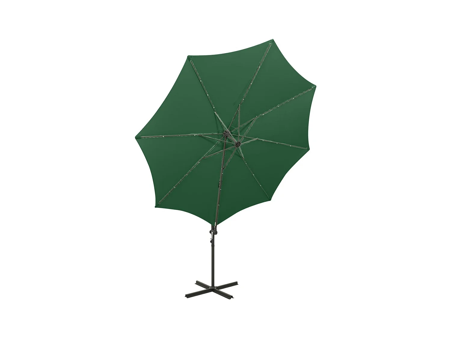 Parasol déporté avec mât et lumières LED Vert 300cm 2