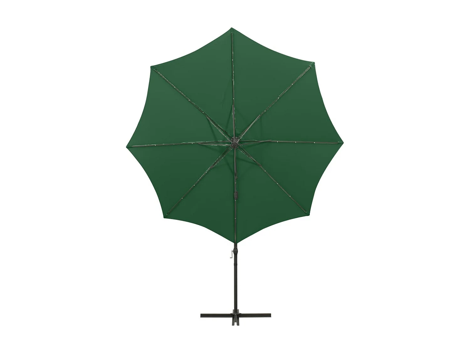 Parasol déporté avec mât et lumières LED Vert 300cm 2