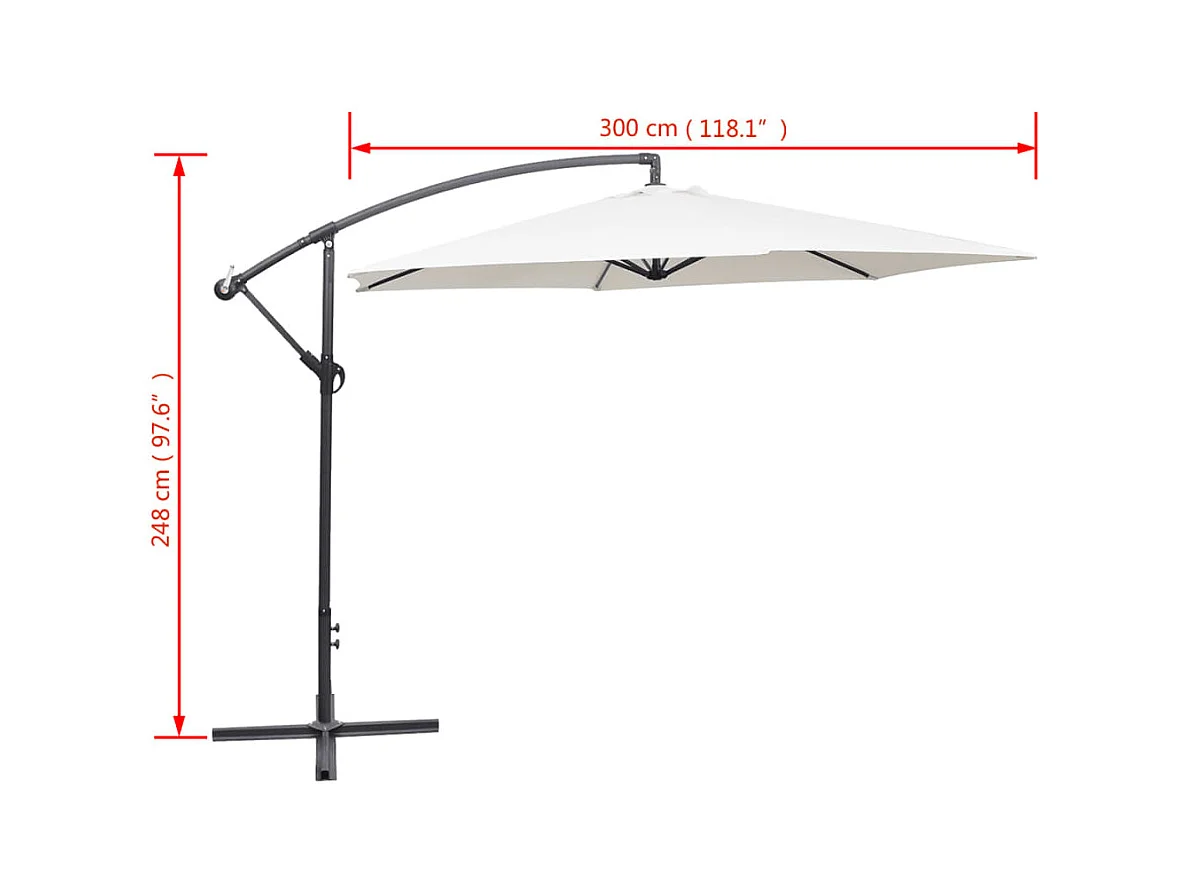 Parasol en porte-à-faux 3 m Blanc sable