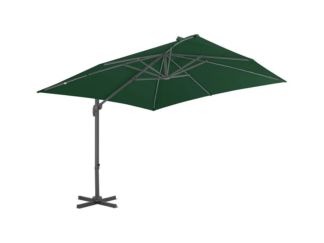 Parasol en porte-à-faux avec mât en aluminium 400x300 Vert