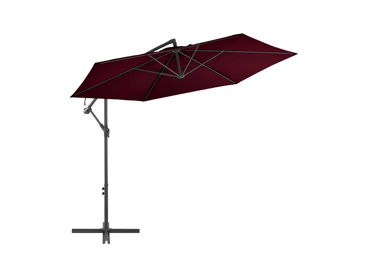 Parasol déporté avec mât en aluminium Bordeaux 300cm