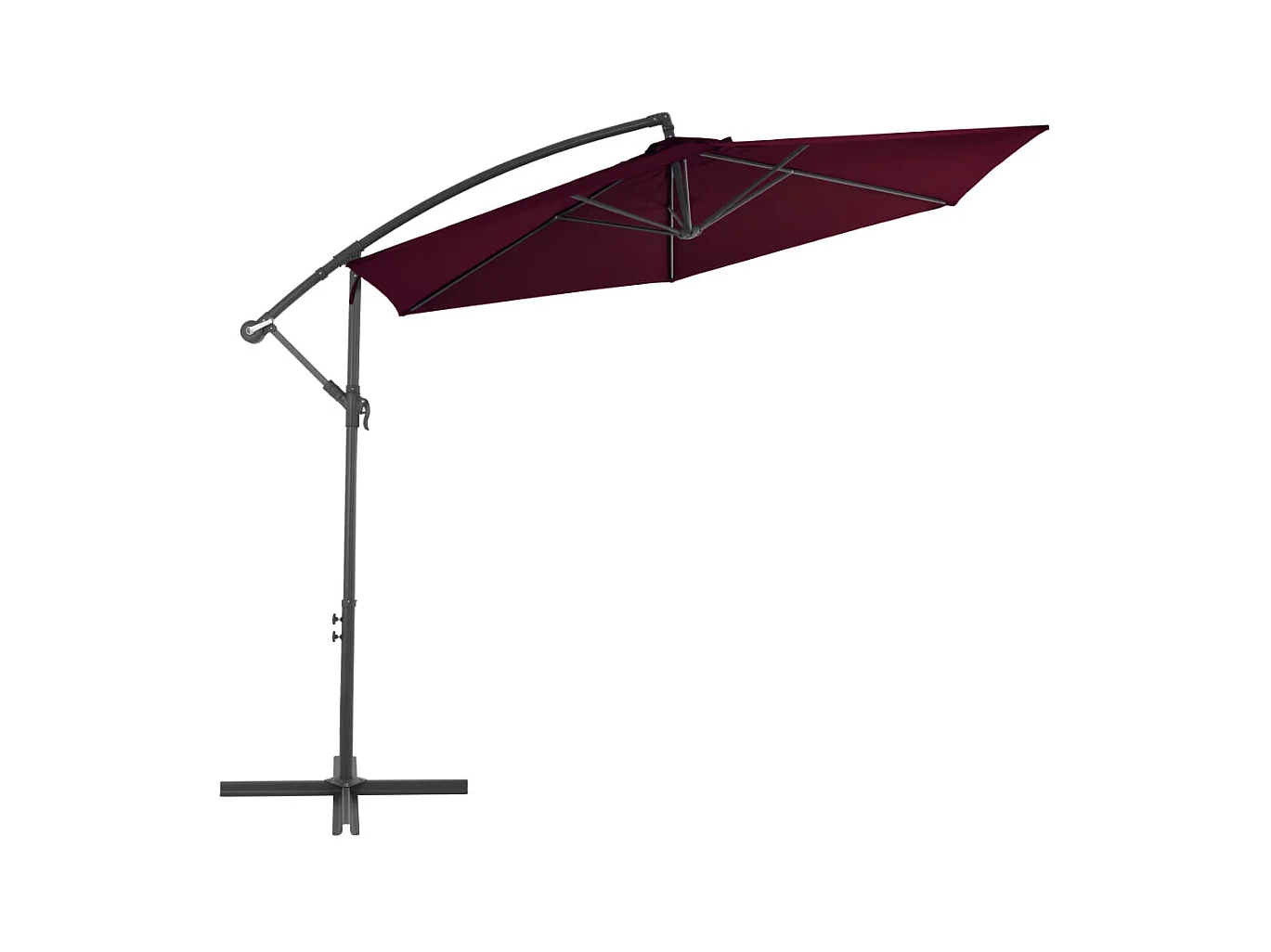 Parasol déporté avec mât en aluminium Bordeaux 300cm