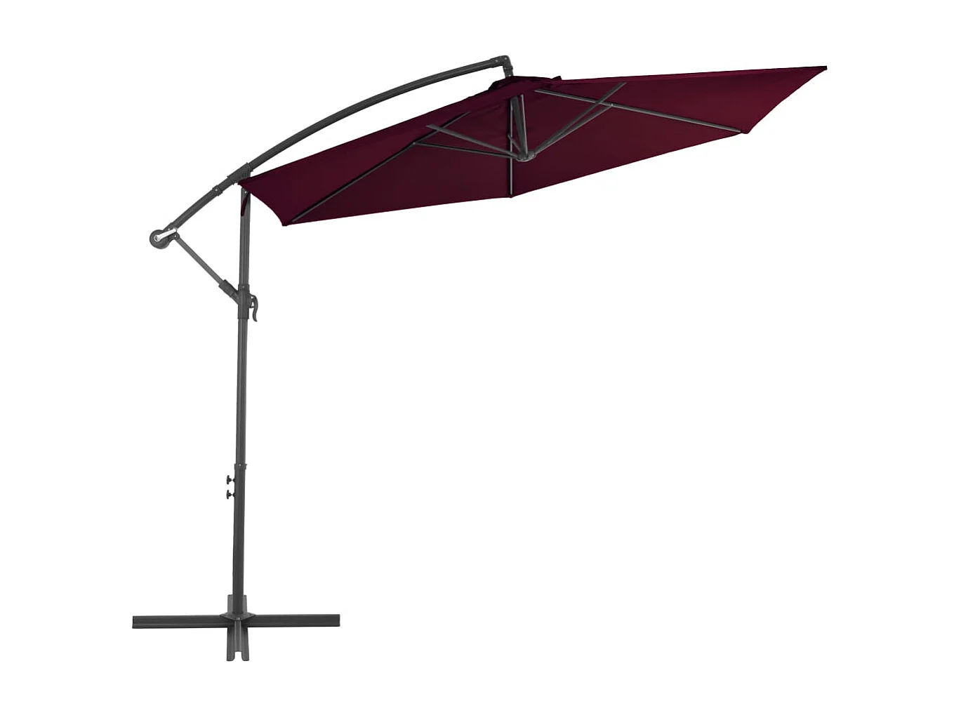 Parasol déporté avec mât en aluminium Bordeaux 300cm
