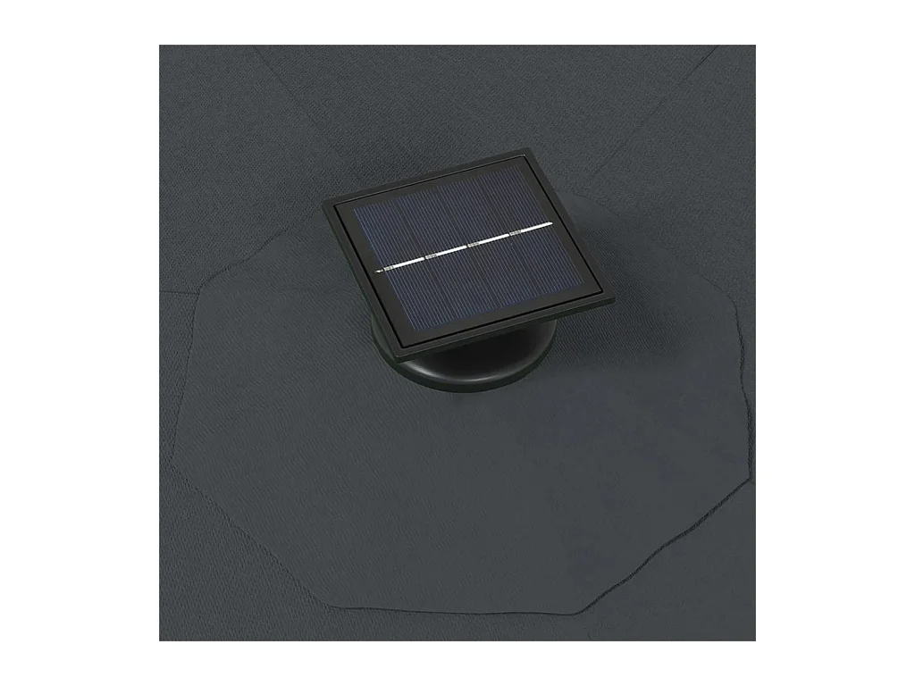 Parasol mural avec mât métallique et LED 300cm Anthracite