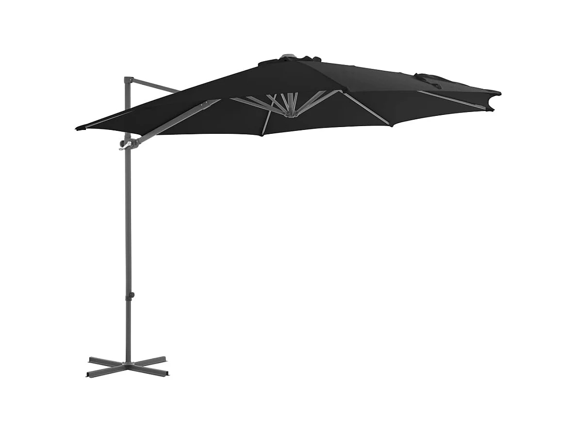 Parasol déporté avec mât en acier Noir 300cm