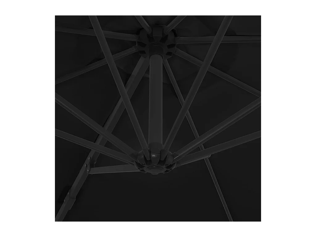 Parasol déporté avec mât en acier Noir 300cm