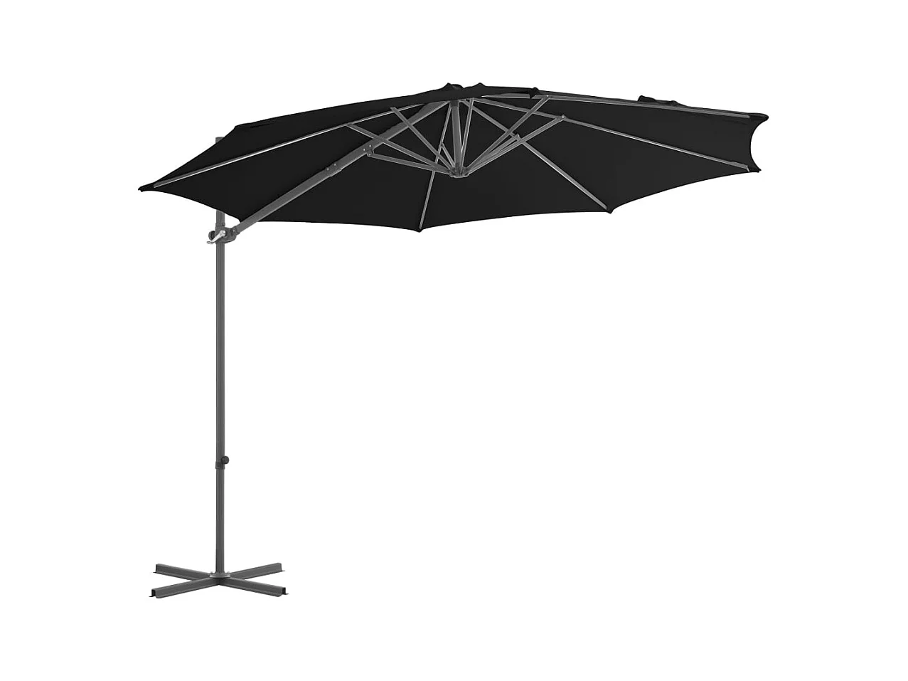 Parasol déporté avec mât en acier Noir 300cm