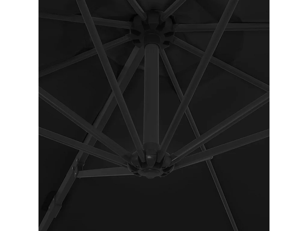 Parasol déporté avec mât en acier Noir 300cm