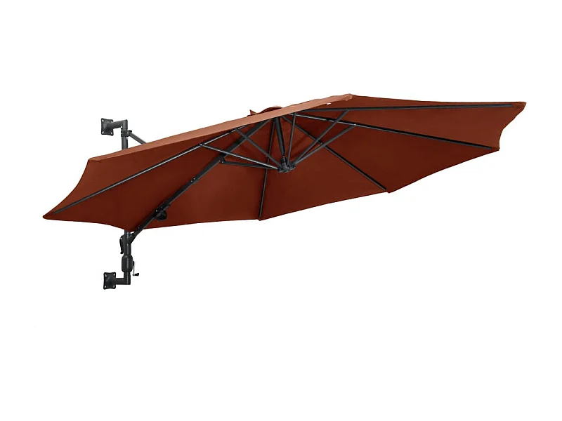 Parasol mural avec mât en métal 300cm Terre cuite