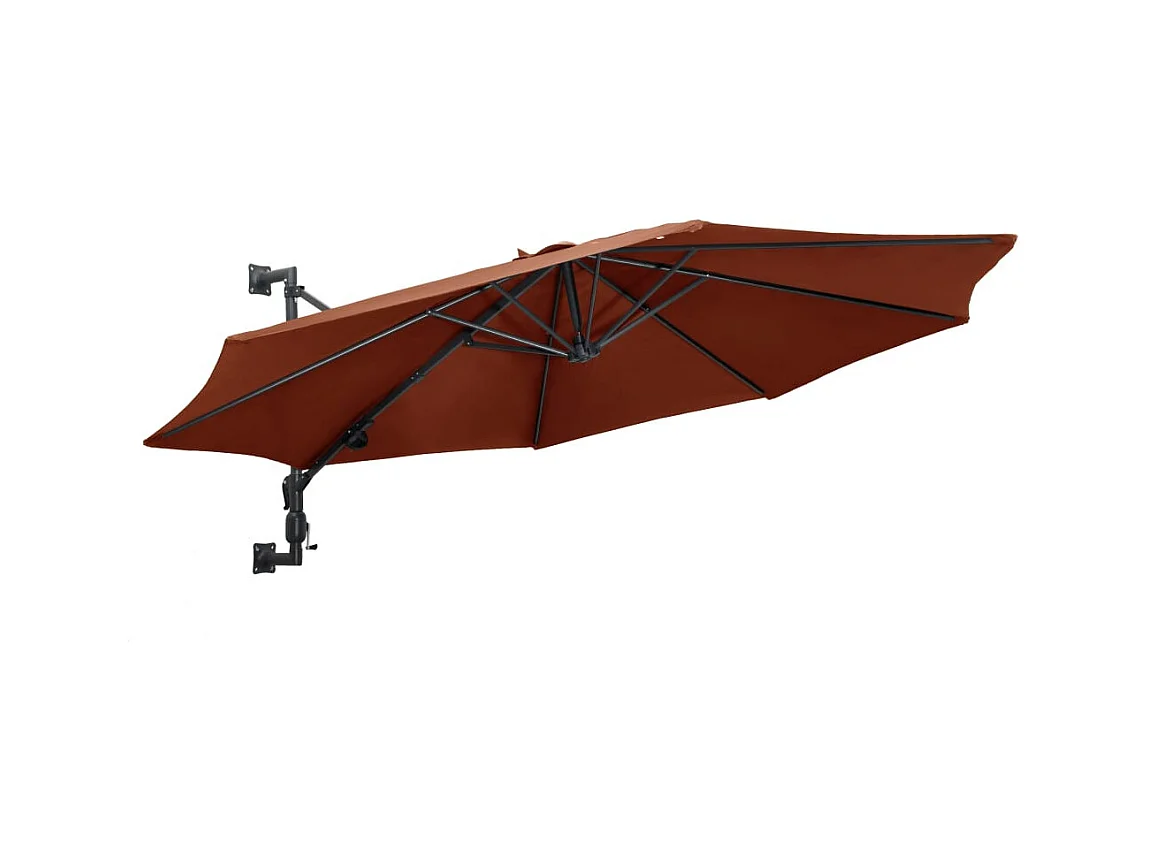 Parasol mural avec mât en métal 300cm Terre cuite