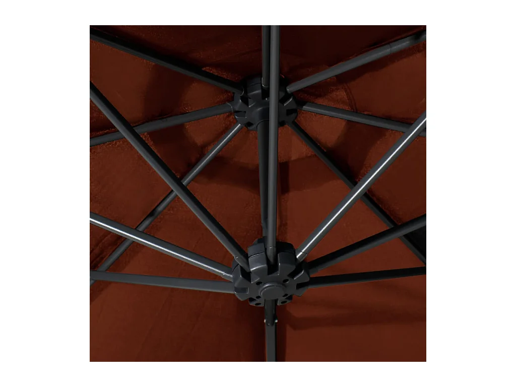 Parasol mural avec mât en métal 300cm Terre cuite