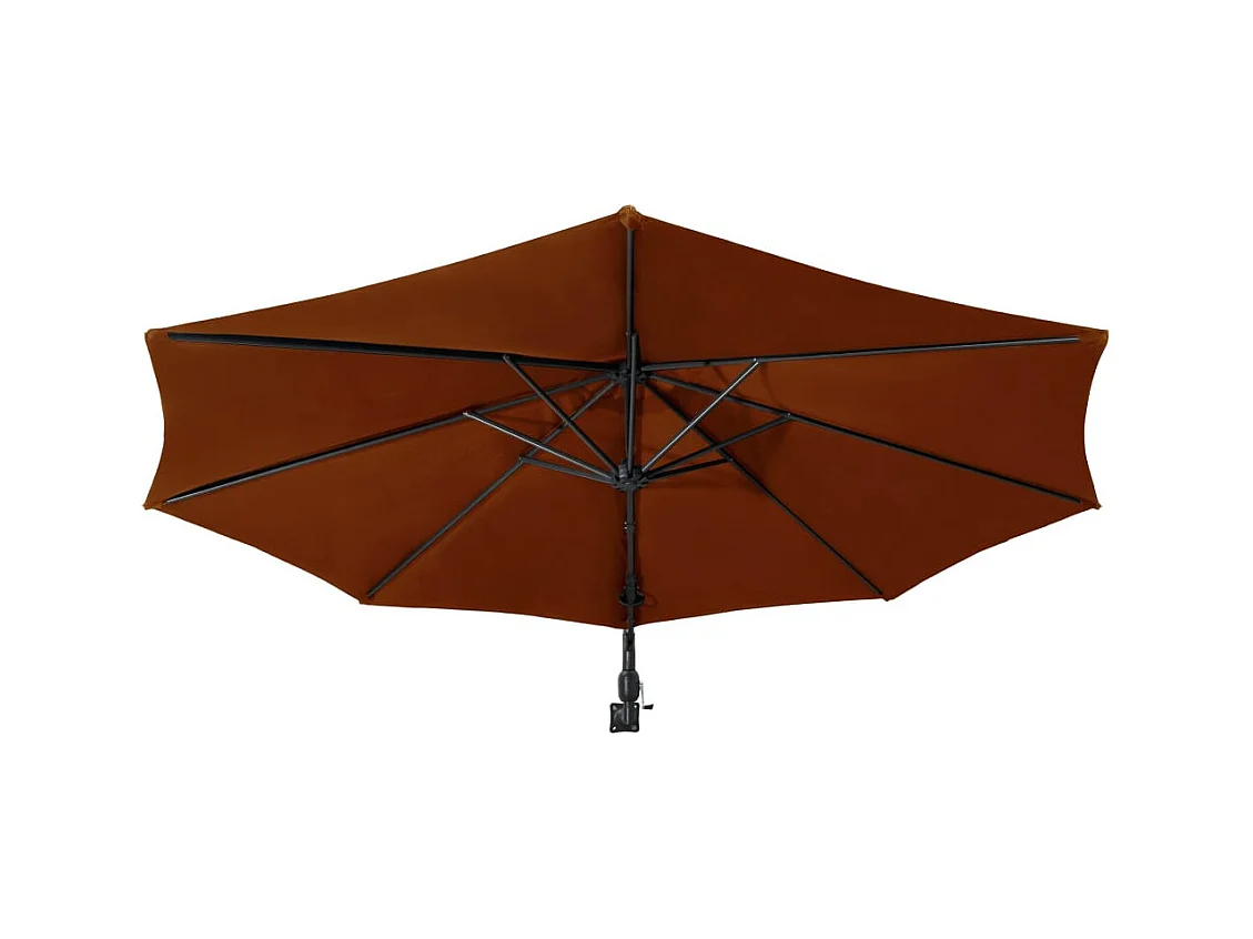Parasol mural avec mât en métal 300cm Terre cuite