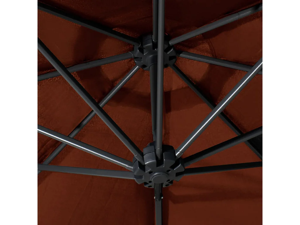 Parasol mural avec mât en métal 300cm Terre cuite
