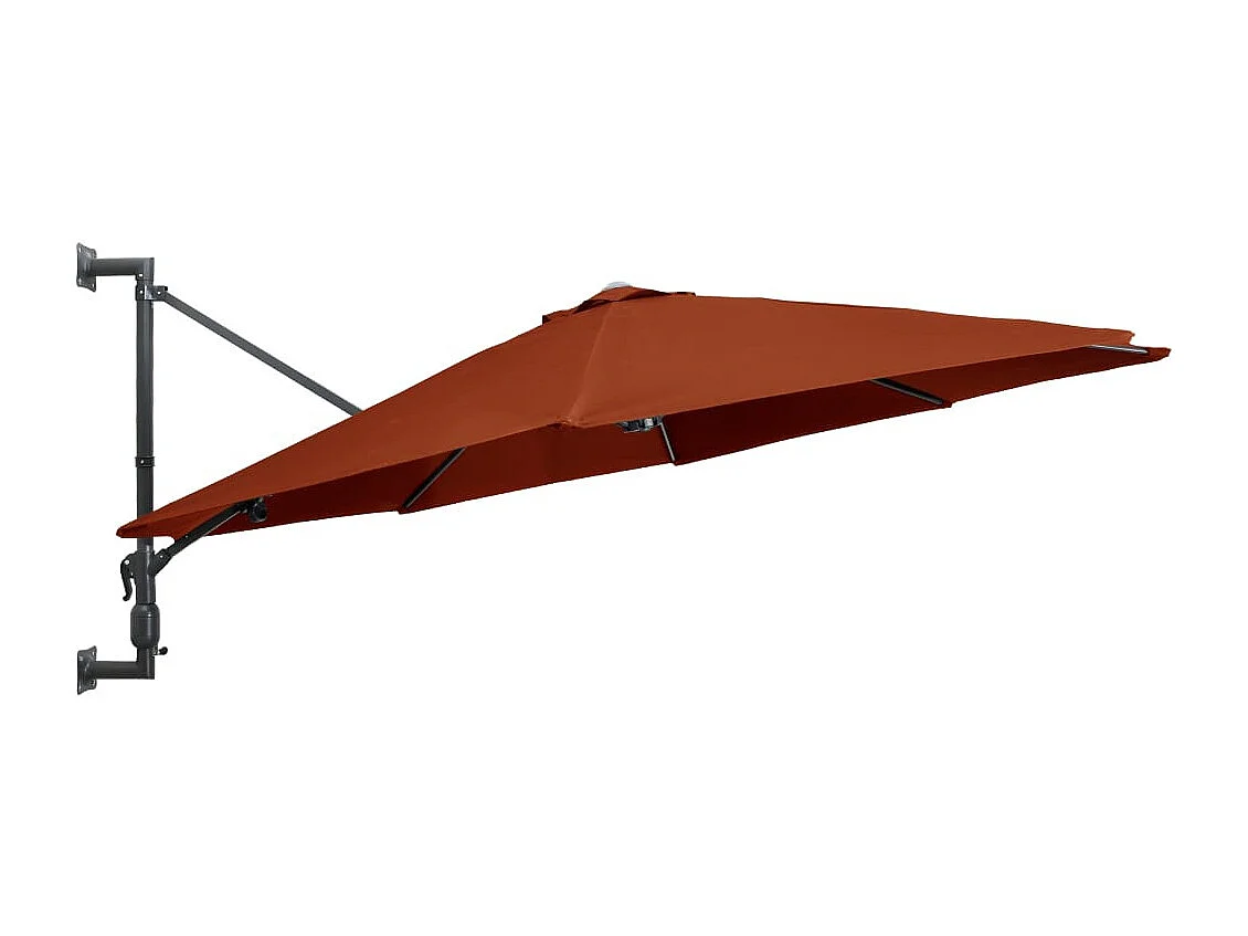 Parasol mural avec mât en métal 300cm Terre cuite