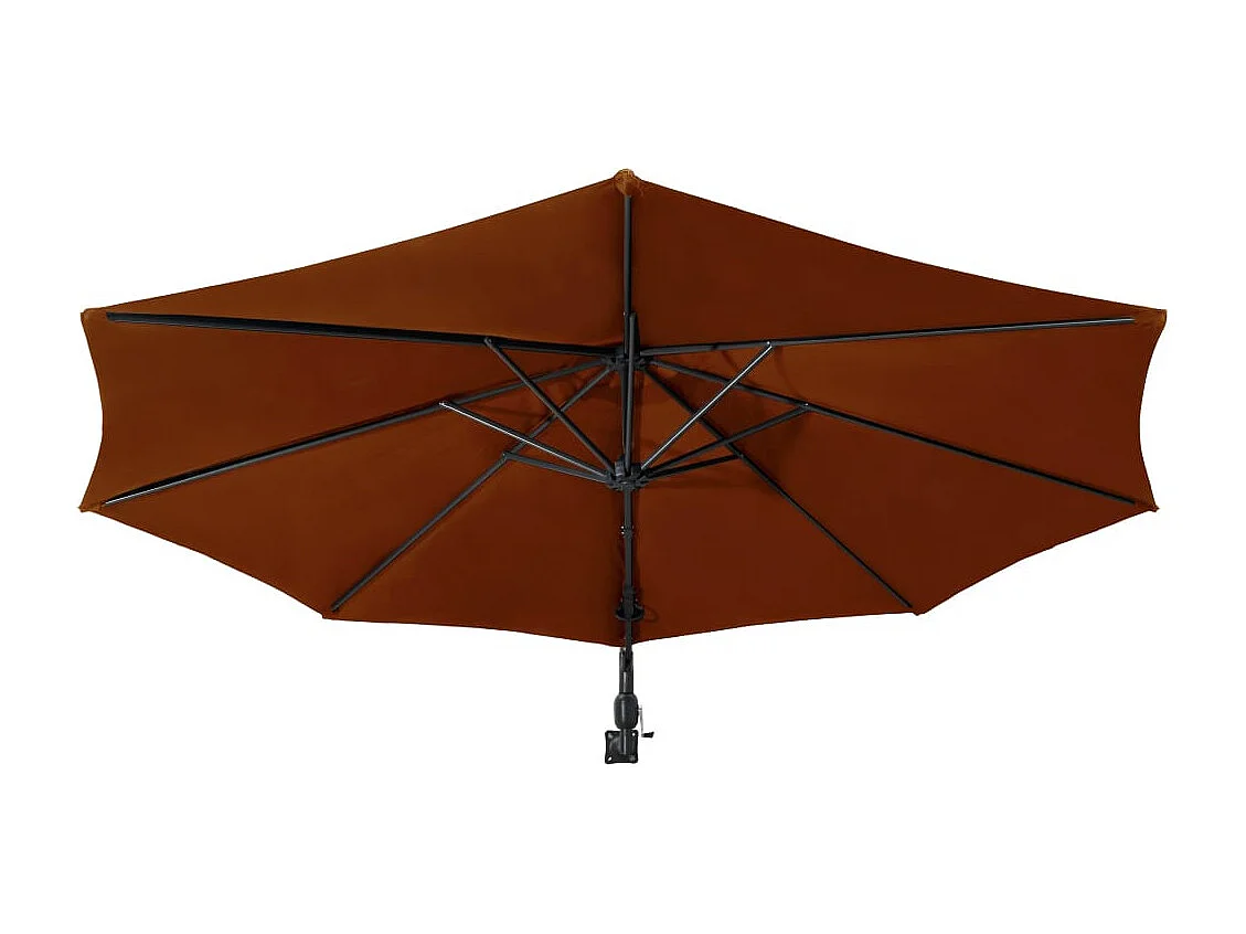 Parasol mural avec mât en métal 300cm Terre cuite