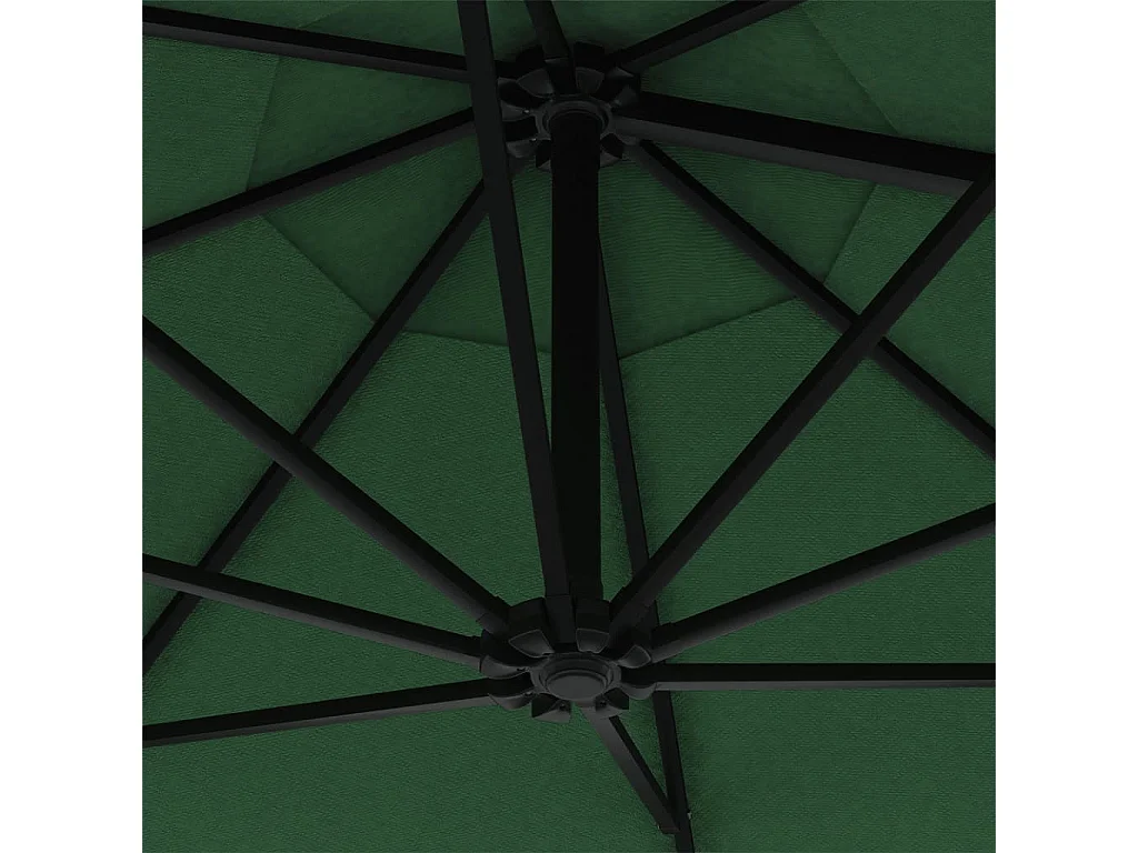 Parasol mural avec mât métallique et LED 300cm Vert