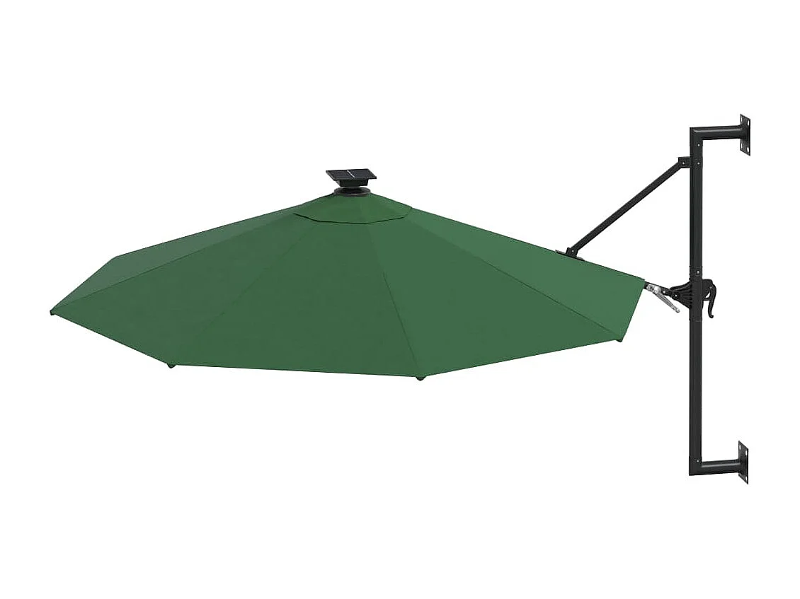 Parasol mural avec mât métallique et LED 300cm Vert