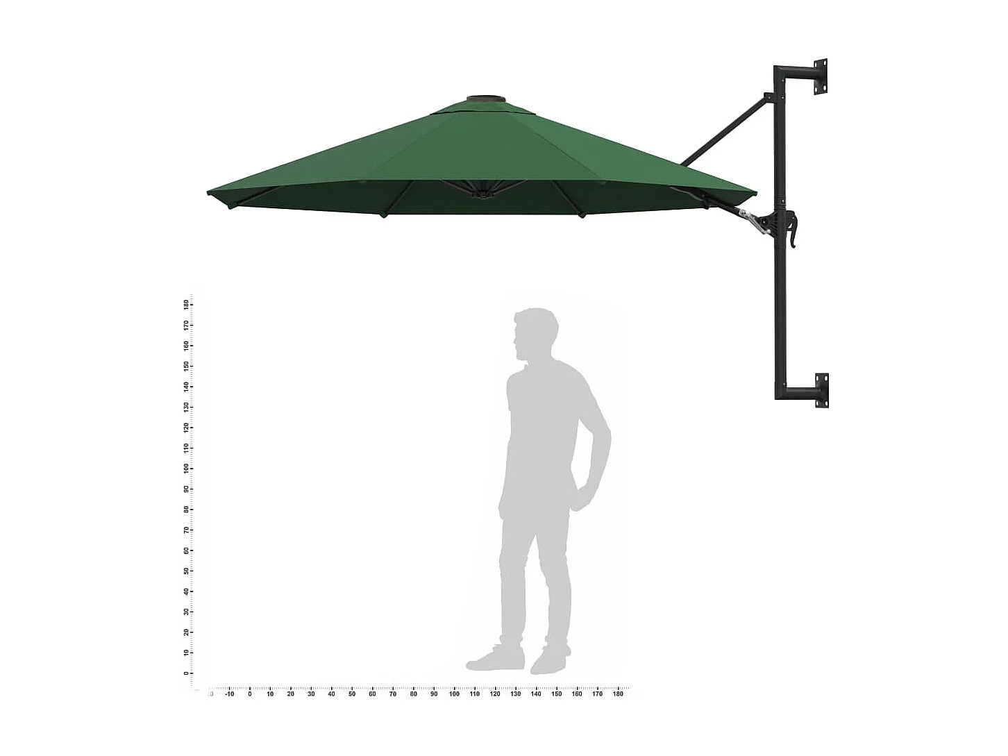 Parasol mural avec mât métallique 300cm Vert