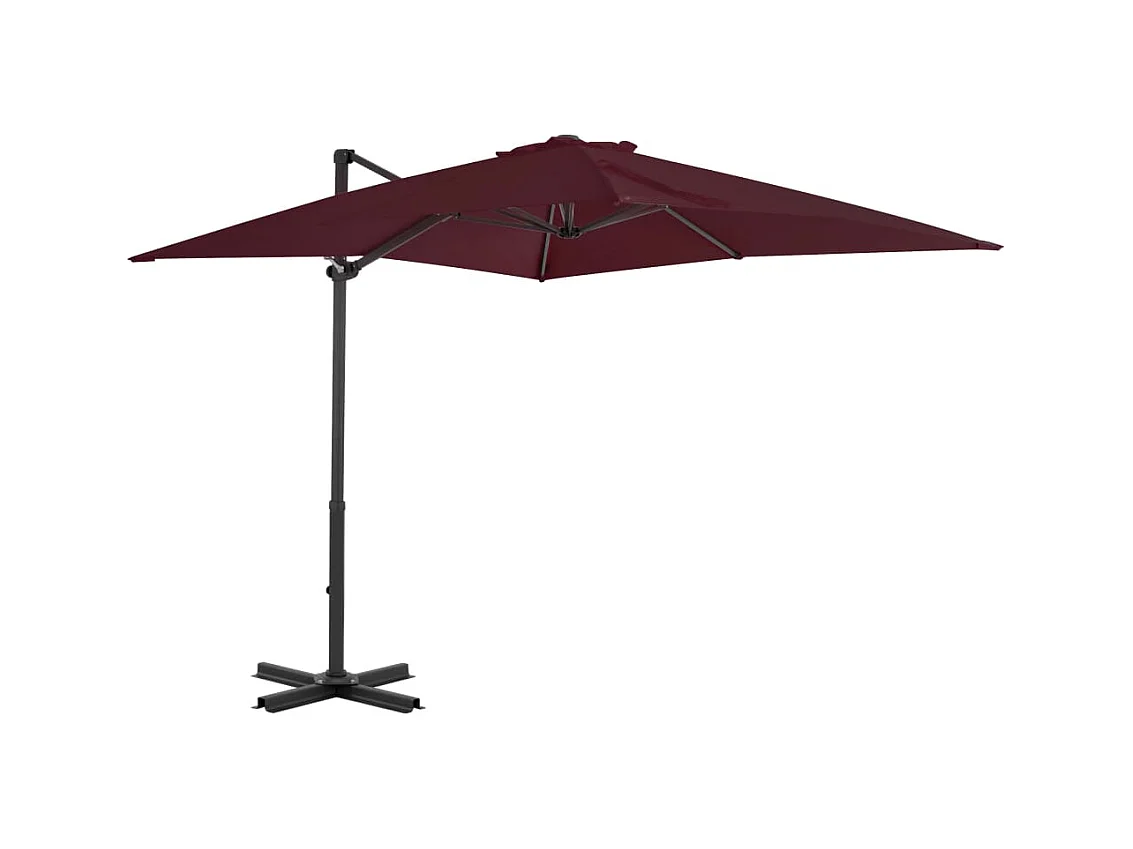Parasol déporté avec mât en aluminium Bordeaux 250x250